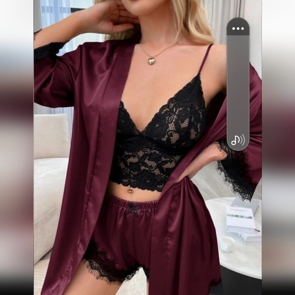 2 PC Silky Satin Sexy Intimate Set Robe & Bottoms Size XL - Picture 1 of 10